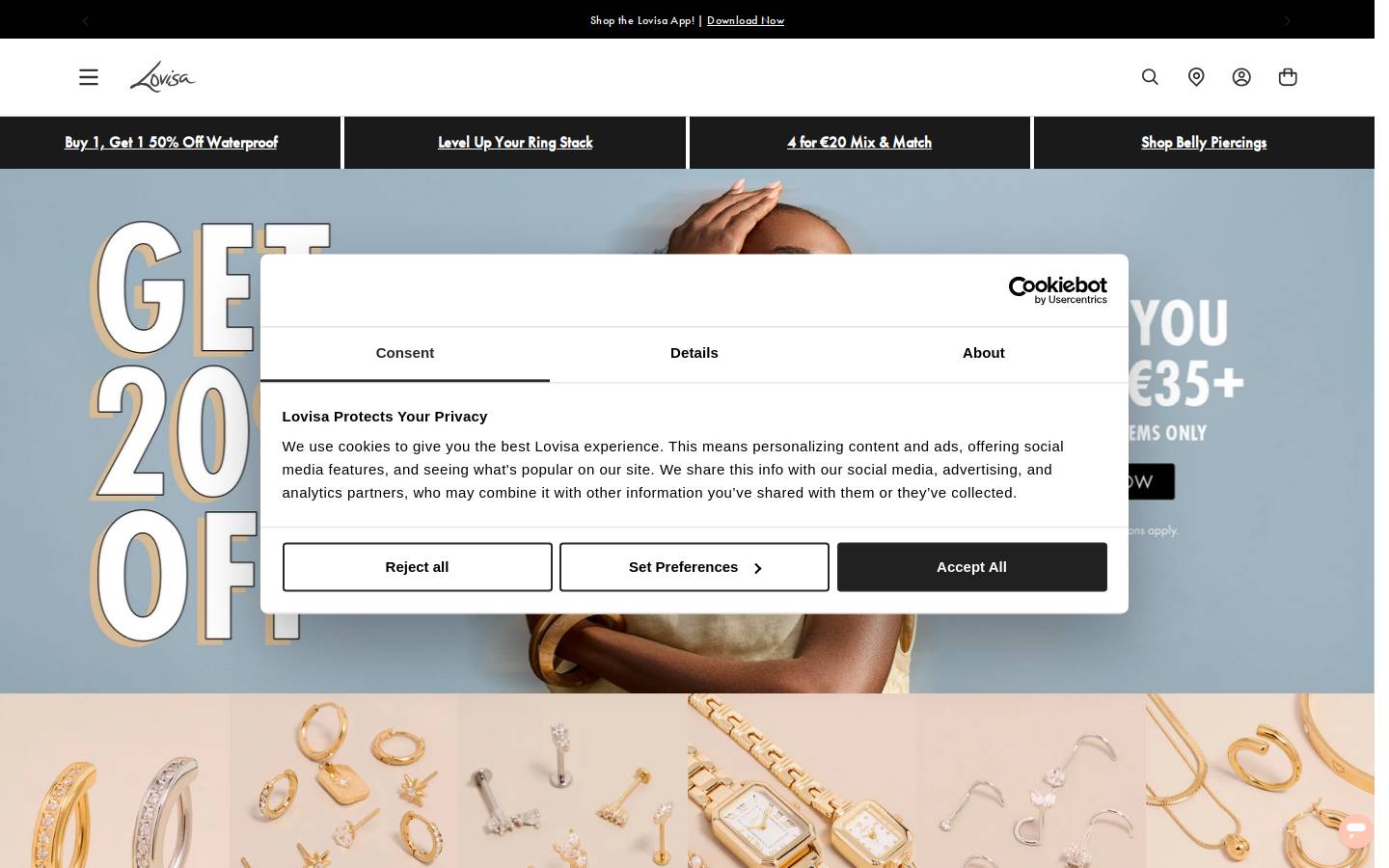 lovisajewellery.eu homepage screenshot