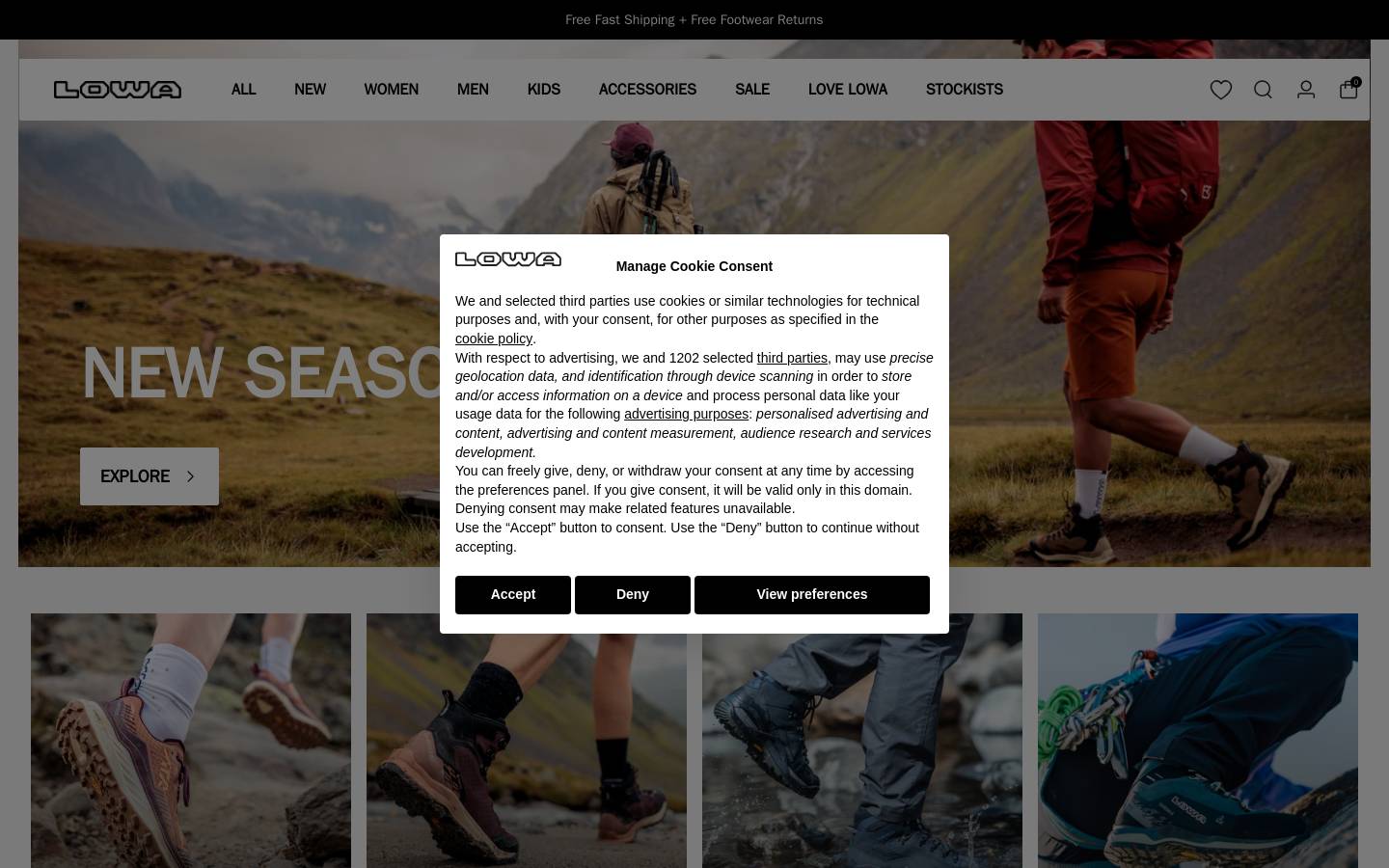 LOWA homepage screenshot