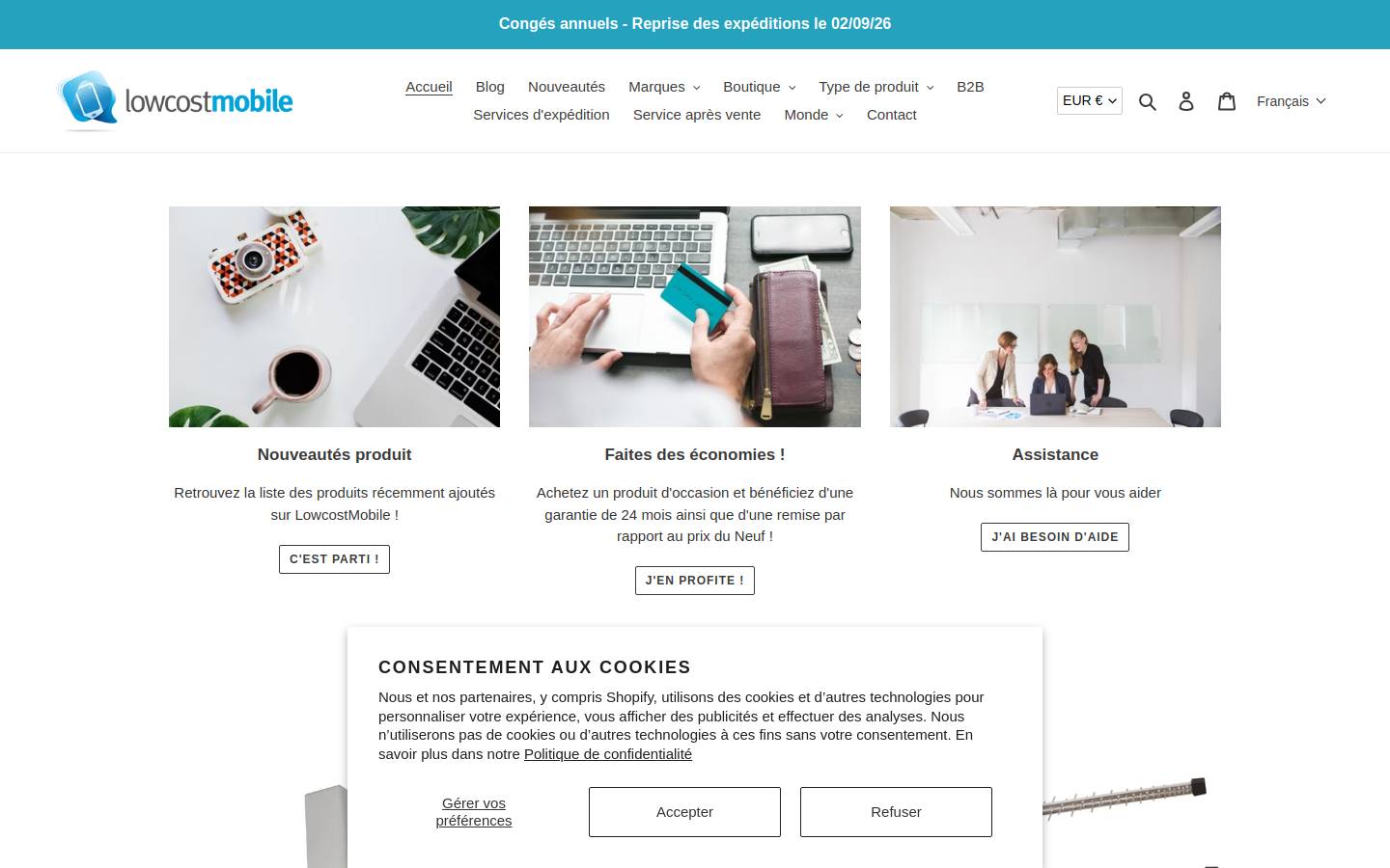 LowcostMobile homepage screenshot