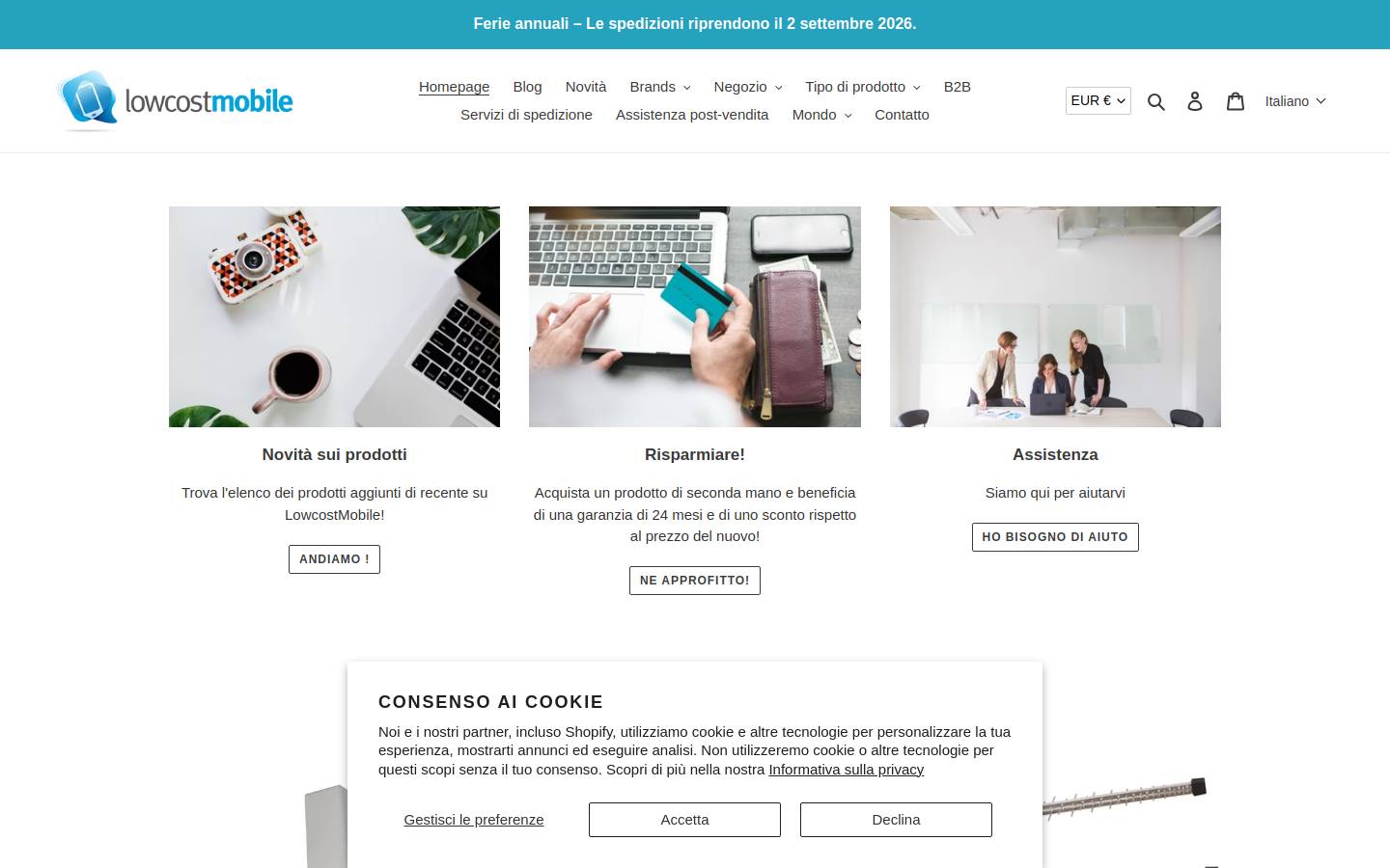 LowcostMobile homepage screenshot