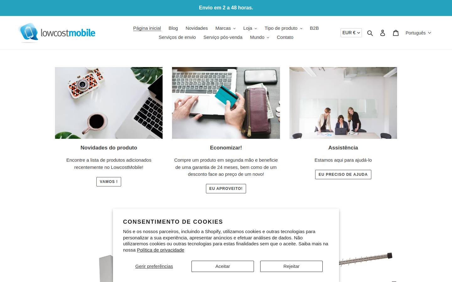 LowcostMobile homepage screenshot