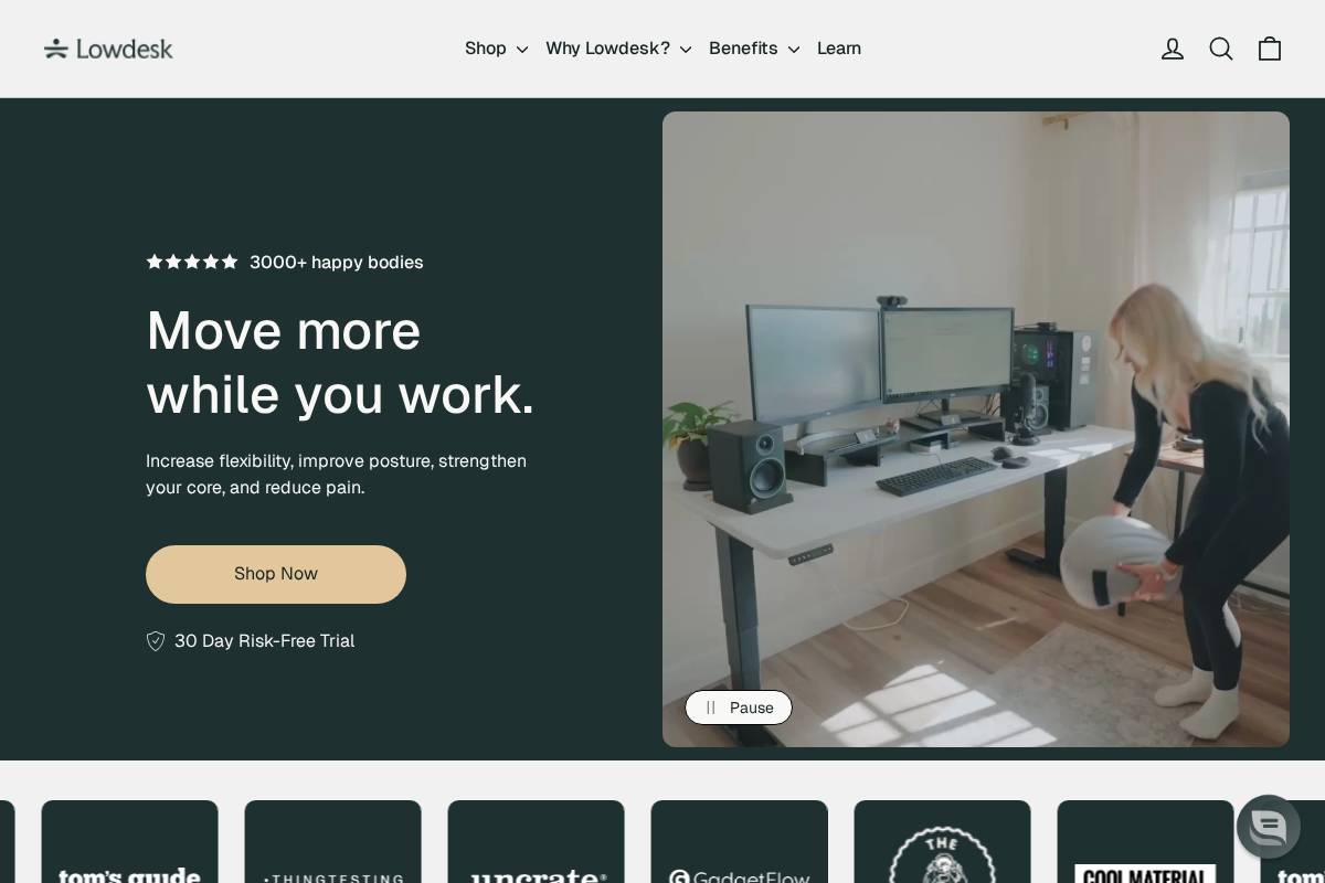 Lowdesk homepage screenshot