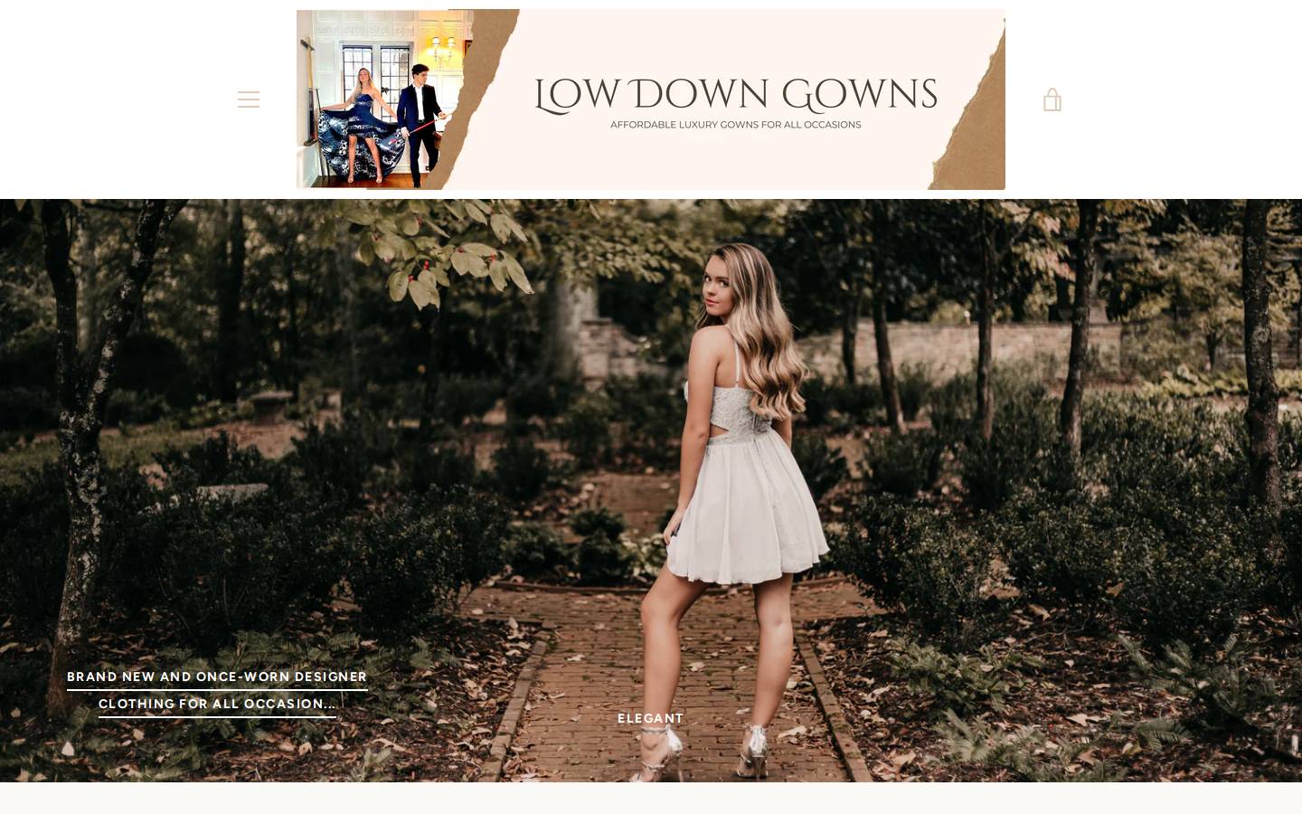lowdowngowns.com homepage screenshot