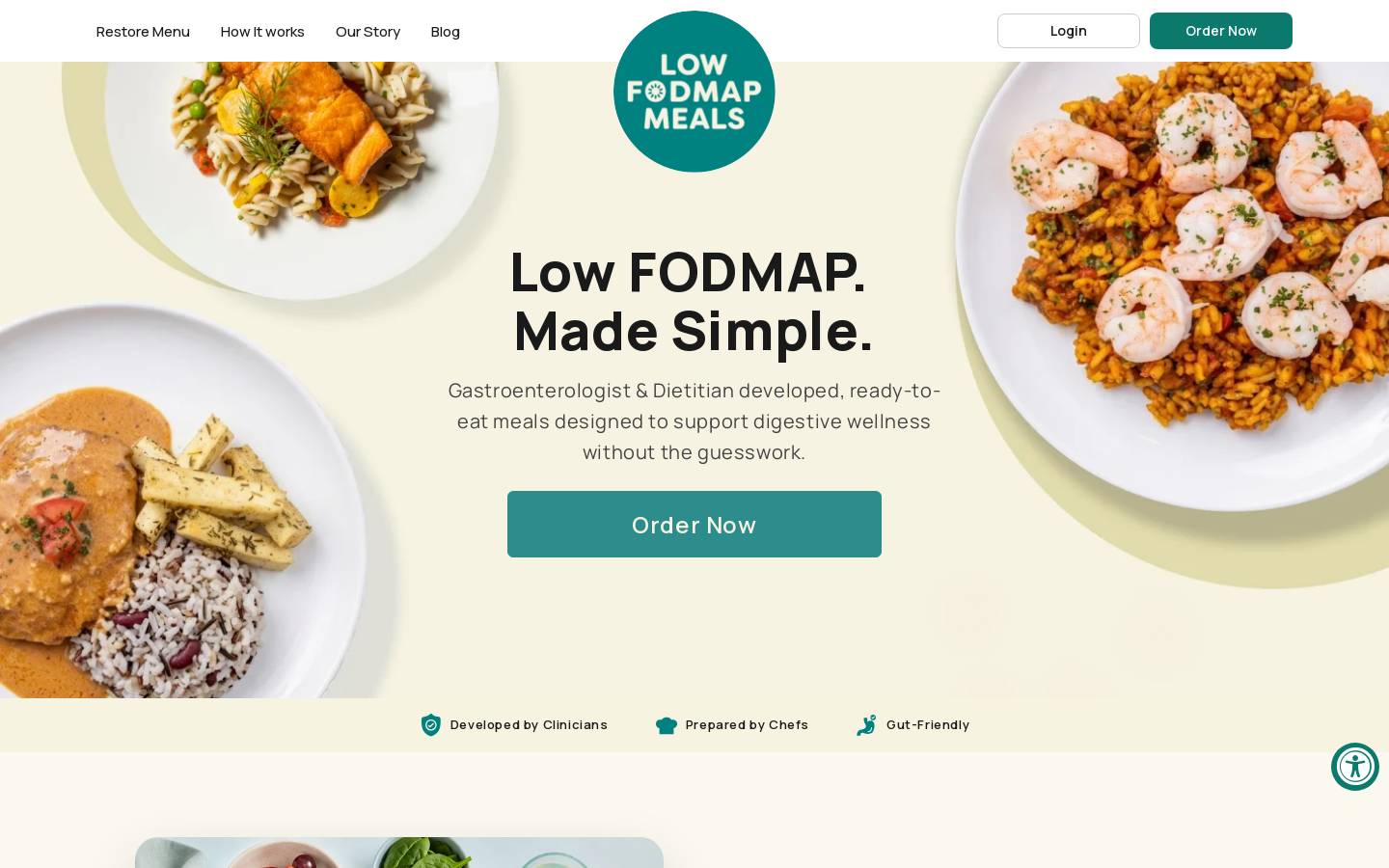 lowfodmapmeals.com homepage screenshot