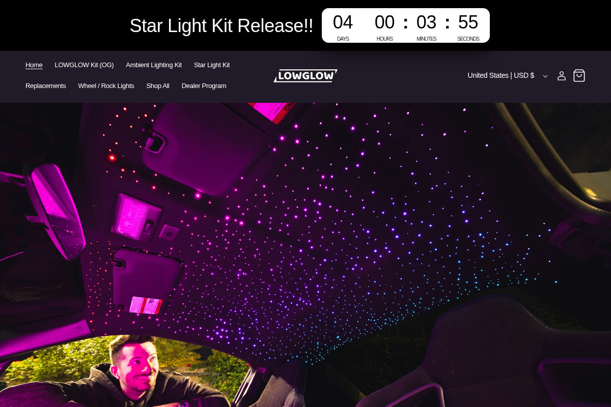 LOWGLOW homepage screenshot