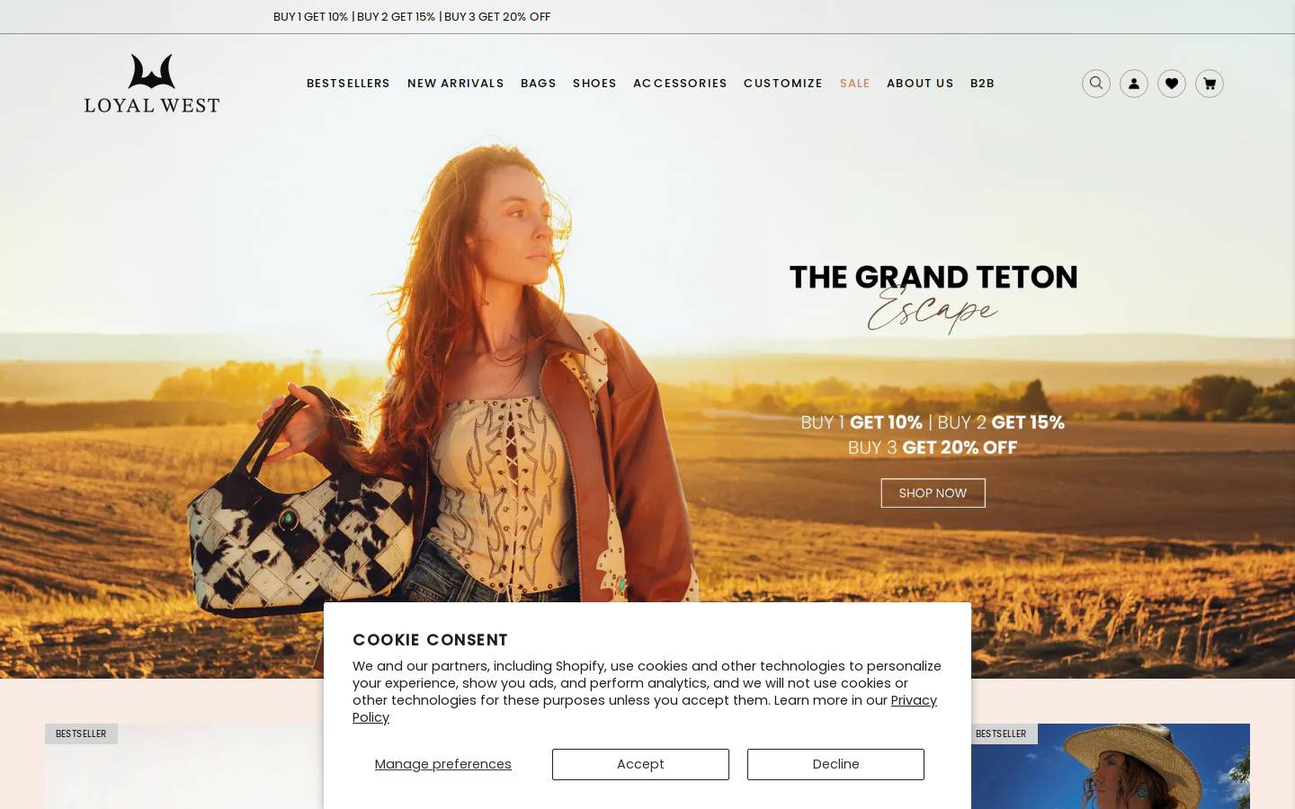 loyalwest.com homepage screenshot