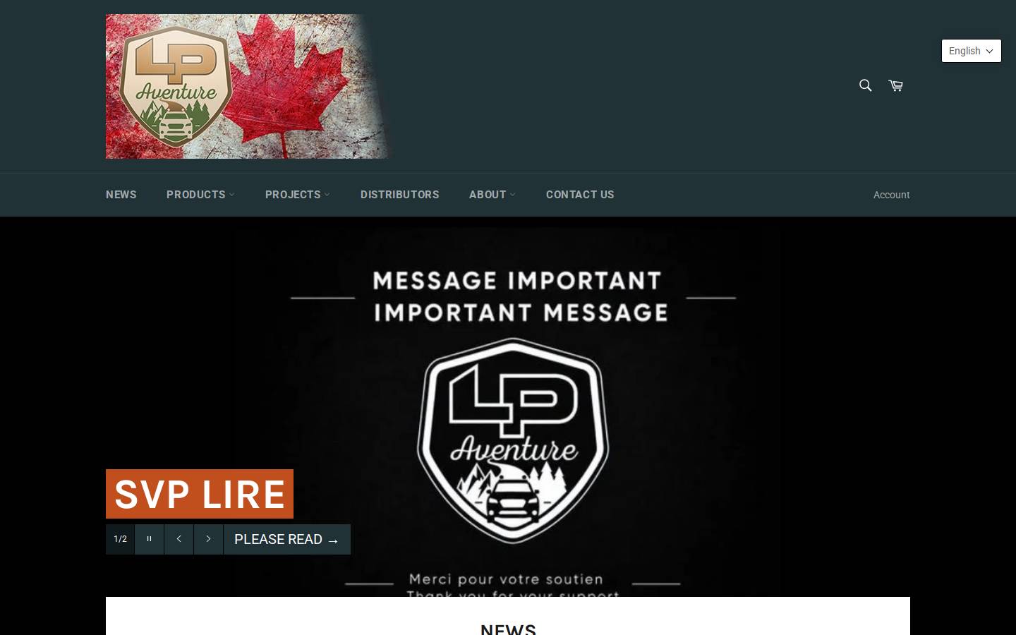 lpaventure.ca homepage screenshot
