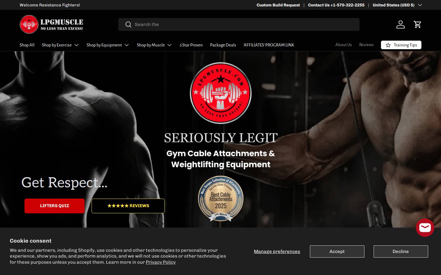 lpgmuscle.com homepage screenshot