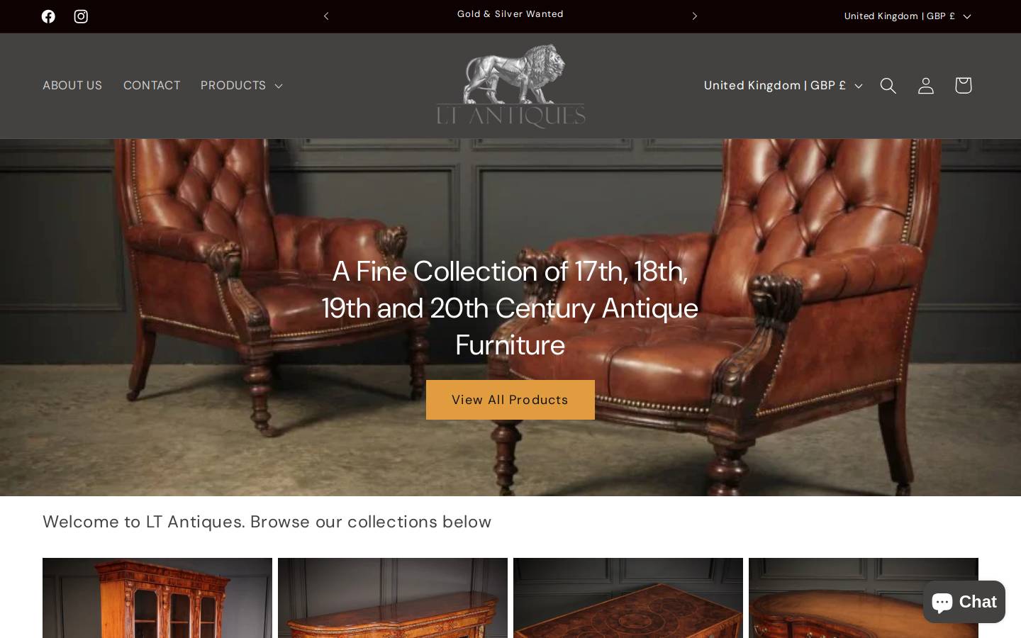 LT Antiques homepage screenshot