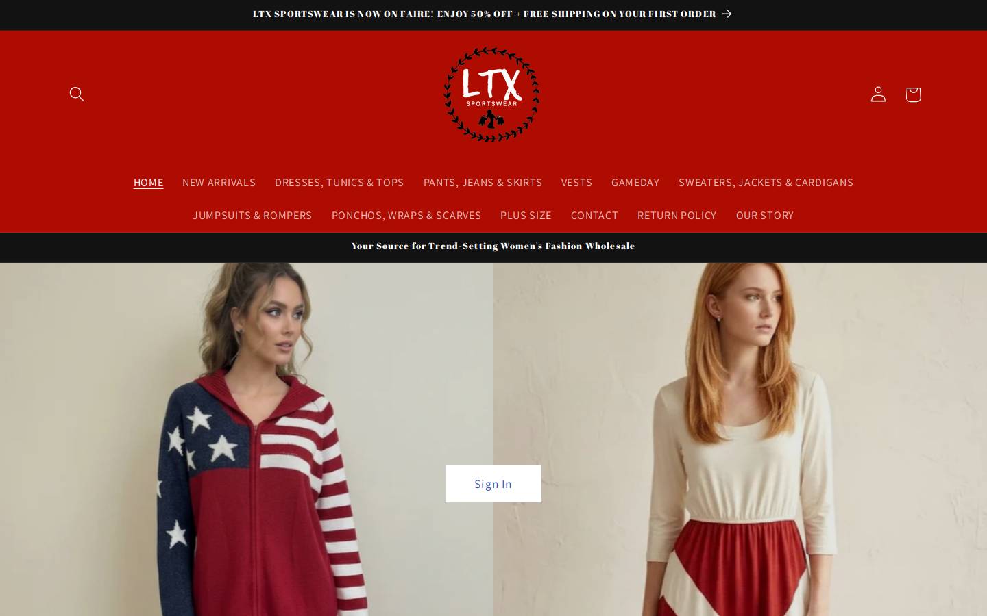 ltxsportswear.com homepage screenshot