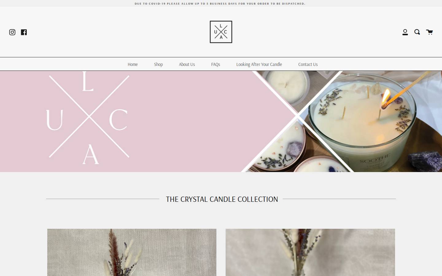 lucacandles.com homepage screenshot