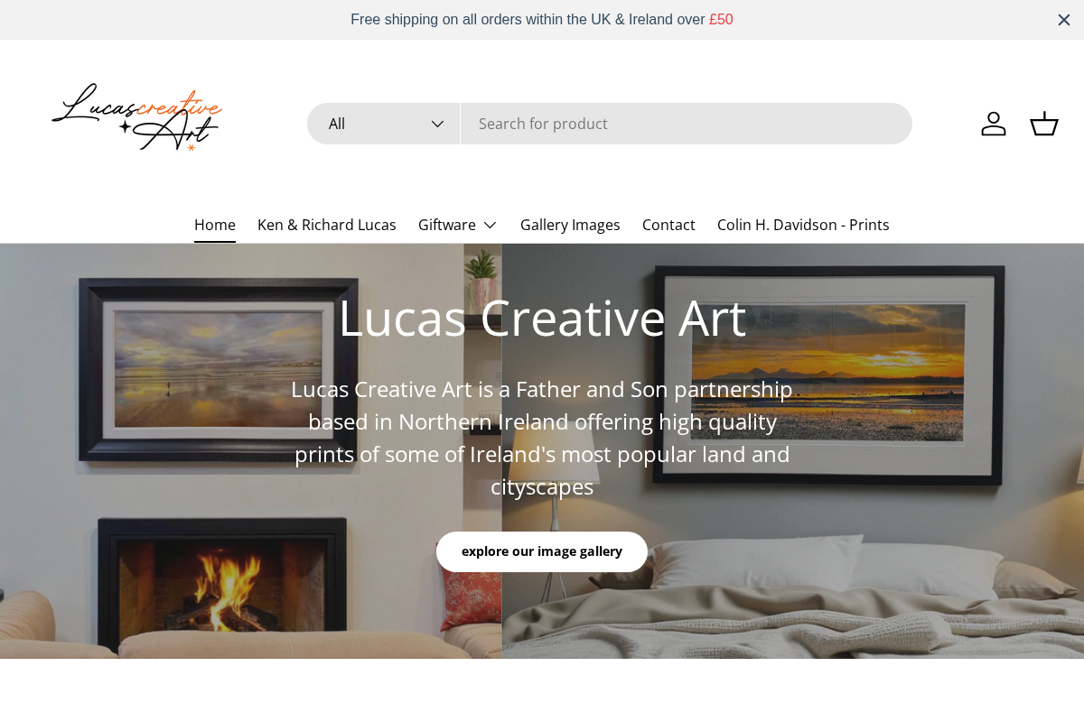 Lucas Creative Art homepage screenshot