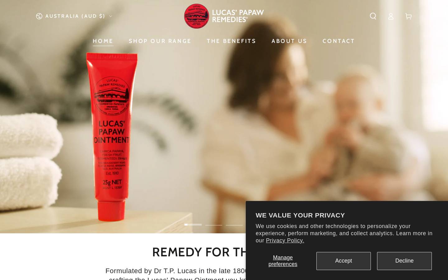 lucaspapaw.com.au homepage screenshot