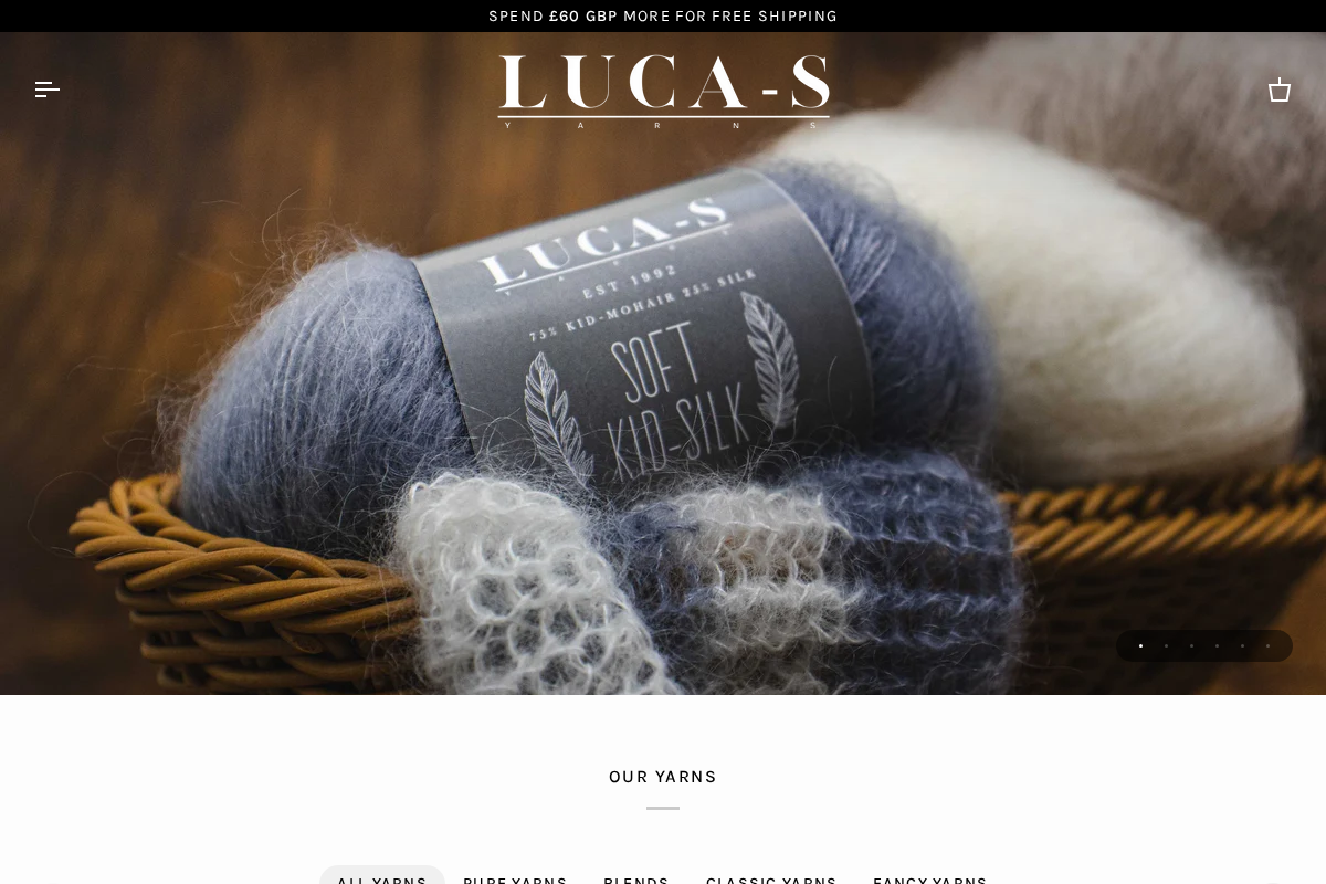 Luca-S Yarns homepage screenshot