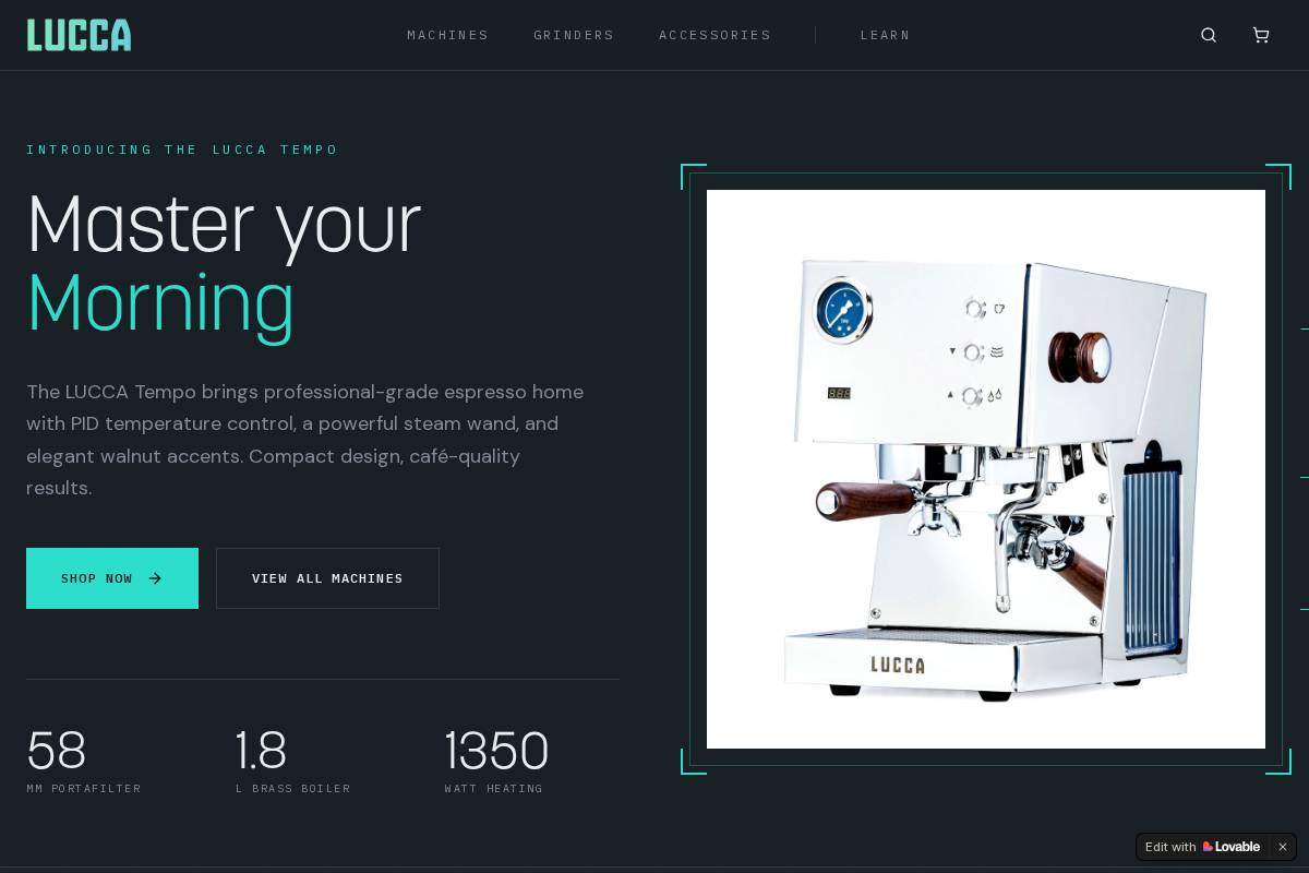 luccaespresso.com homepage screenshot