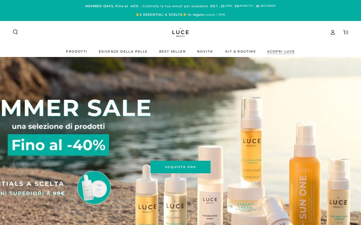 Luce Beauty homepage screenshot