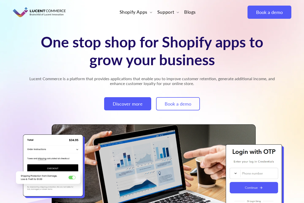lucentcommerce.com homepage screenshot
