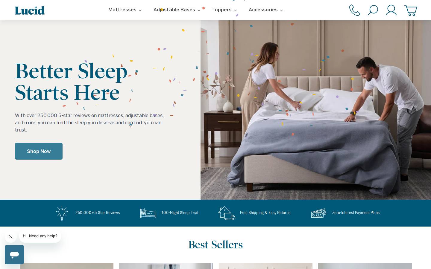 Lucid Mattress homepage screenshot