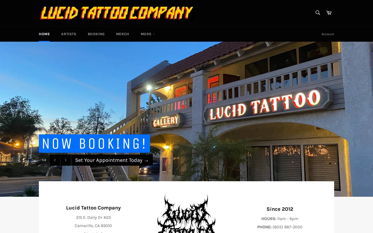 lucidtattooco.com homepage screenshot