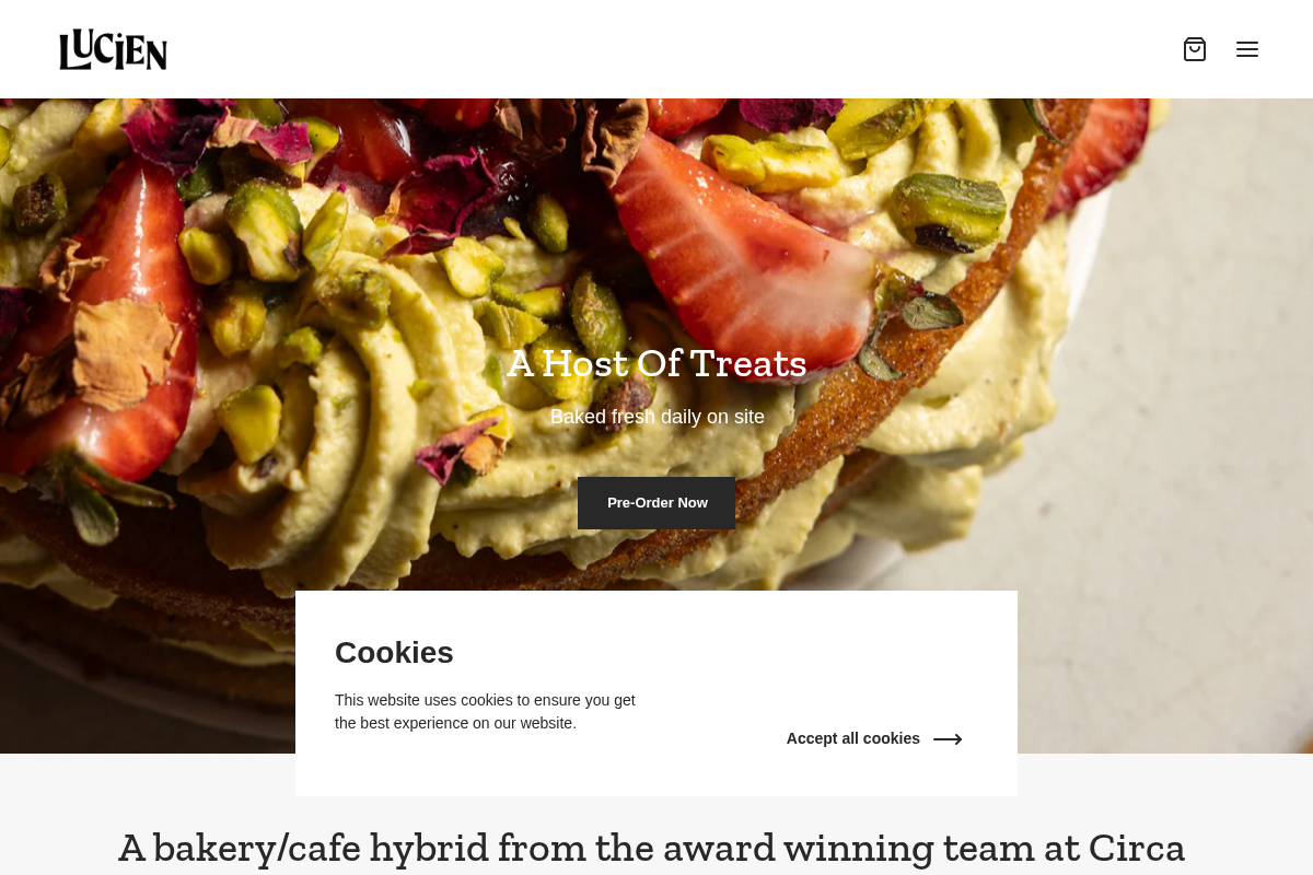 lucienbakedgoods homepage screenshot