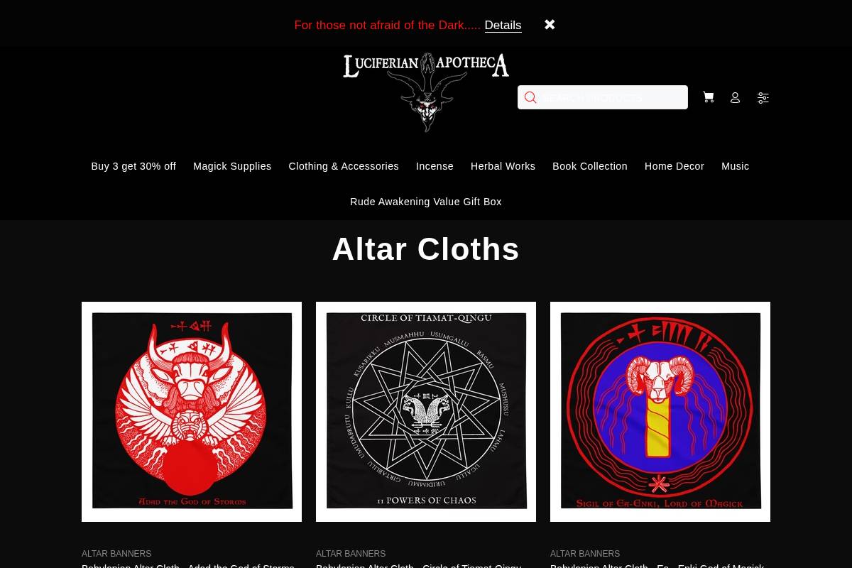 Luciferian Apotheca homepage screenshot