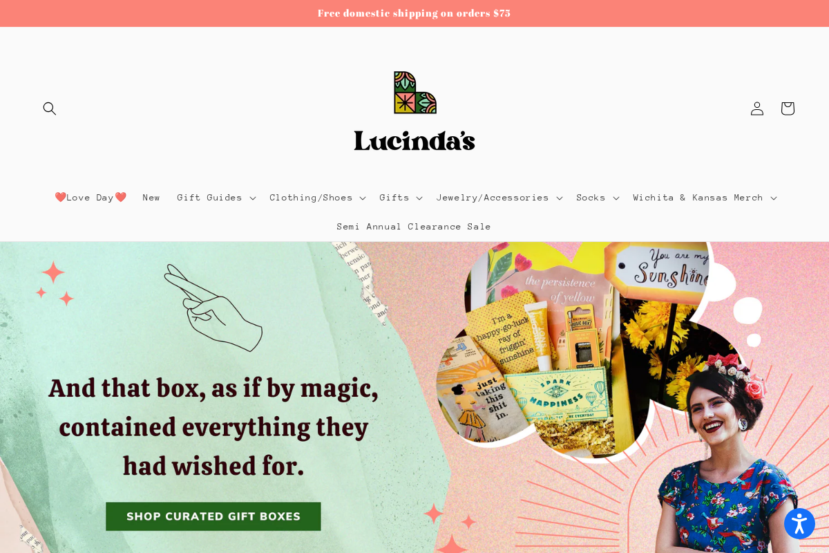 Lucinda's homepage screenshot