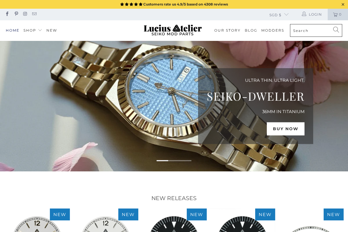 Lucius Atelier - SEIKO Mod Parts homepage screenshot