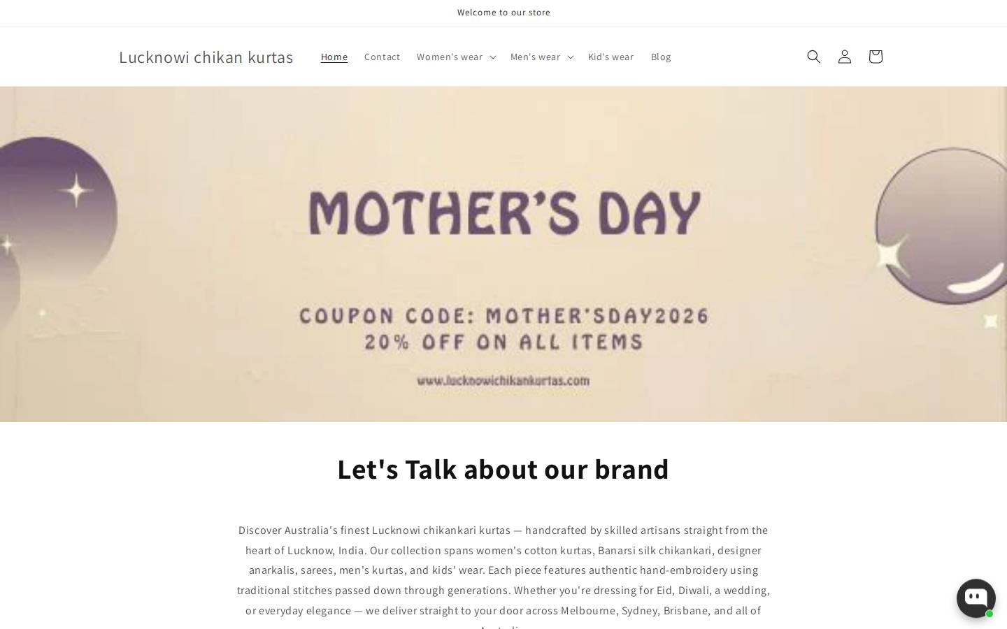 lucknowichikankurtas.com homepage screenshot