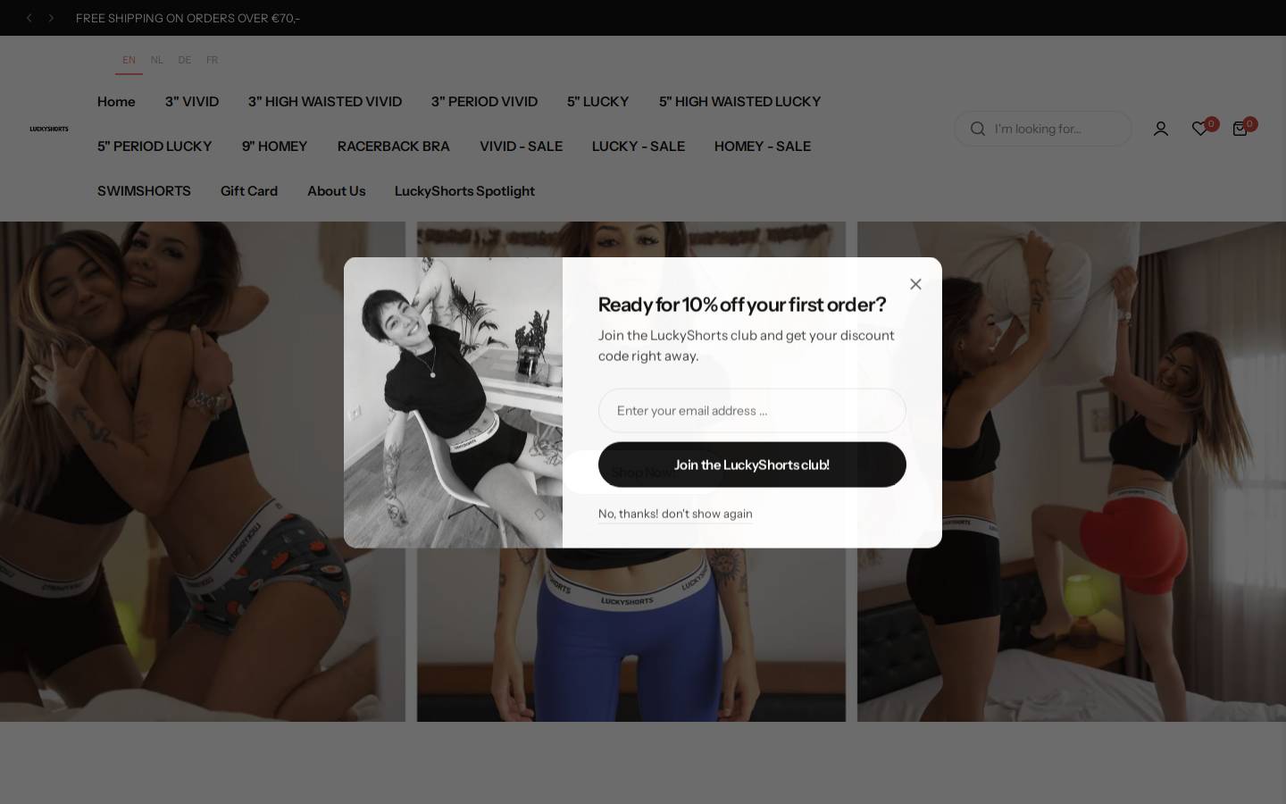 Lucky Shorts homepage screenshot