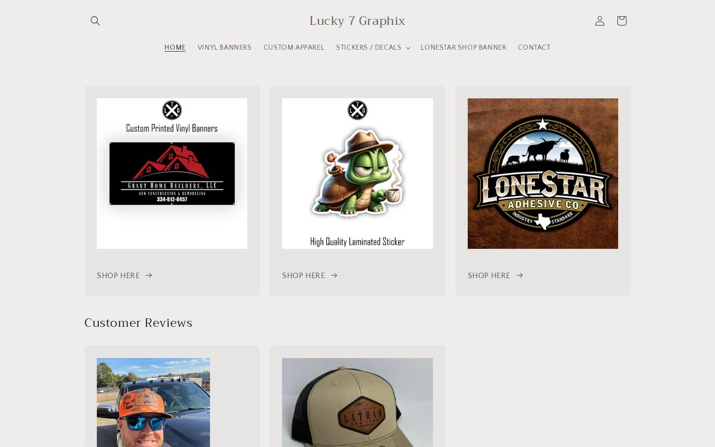 lucky7graphix.com homepage screenshot
