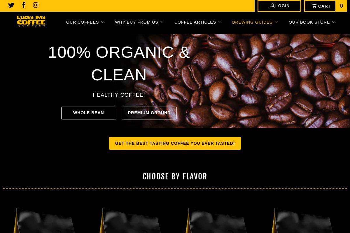 luckydaycoffee.com homepage screenshot