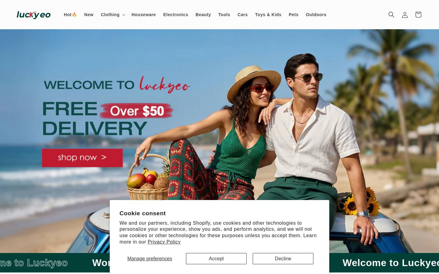 Luckyeo homepage screenshot
