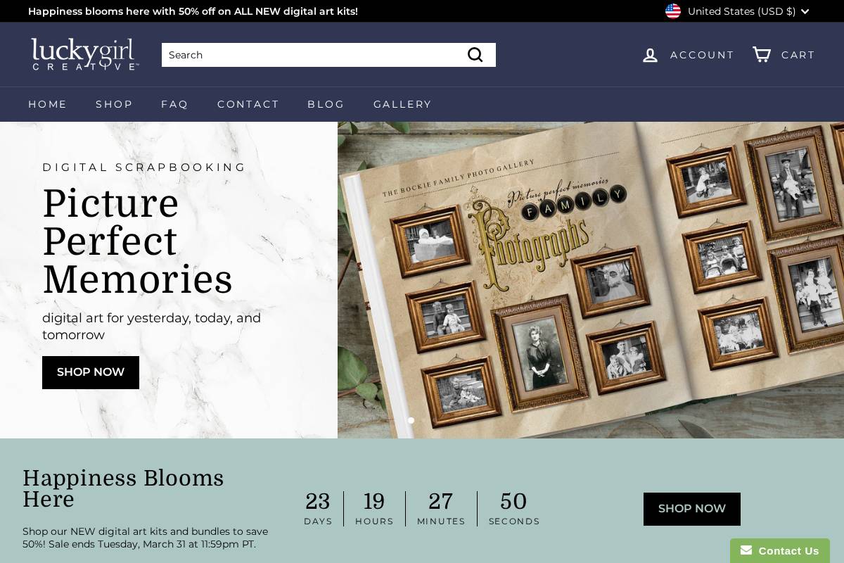 Lucky Girl Creative homepage screenshot