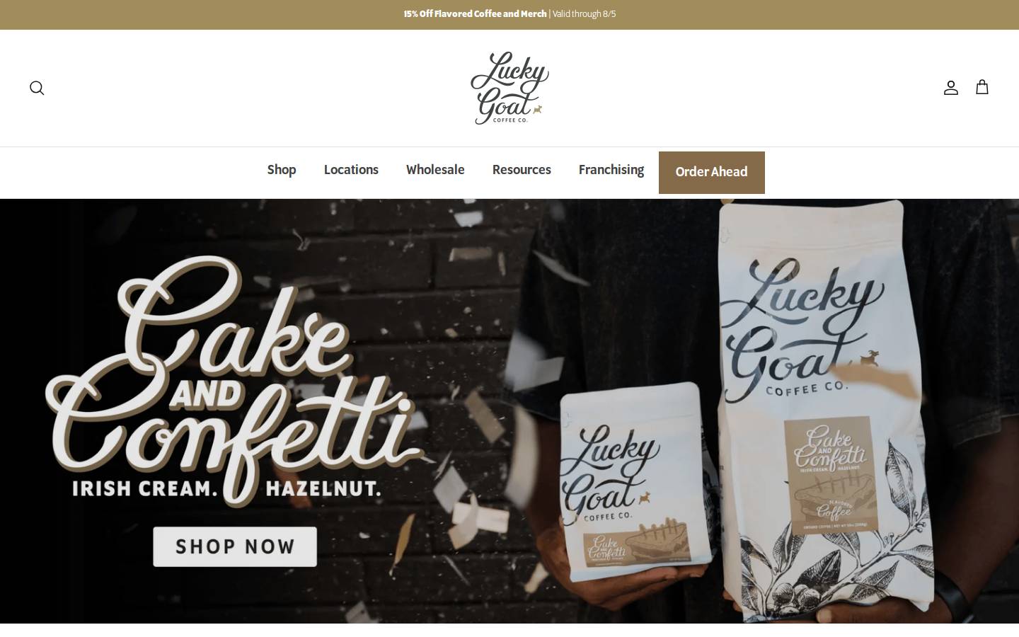 luckygoatcoffee.com homepage screenshot