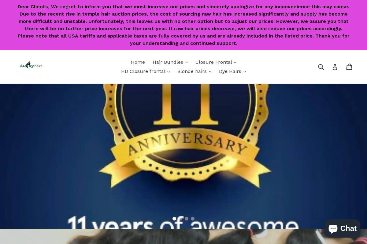 Luckyhairs homepage screenshot