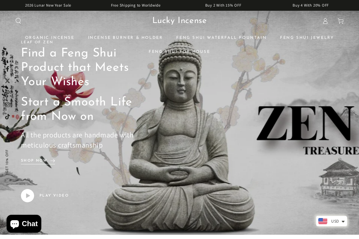 Lucky Incense homepage screenshot