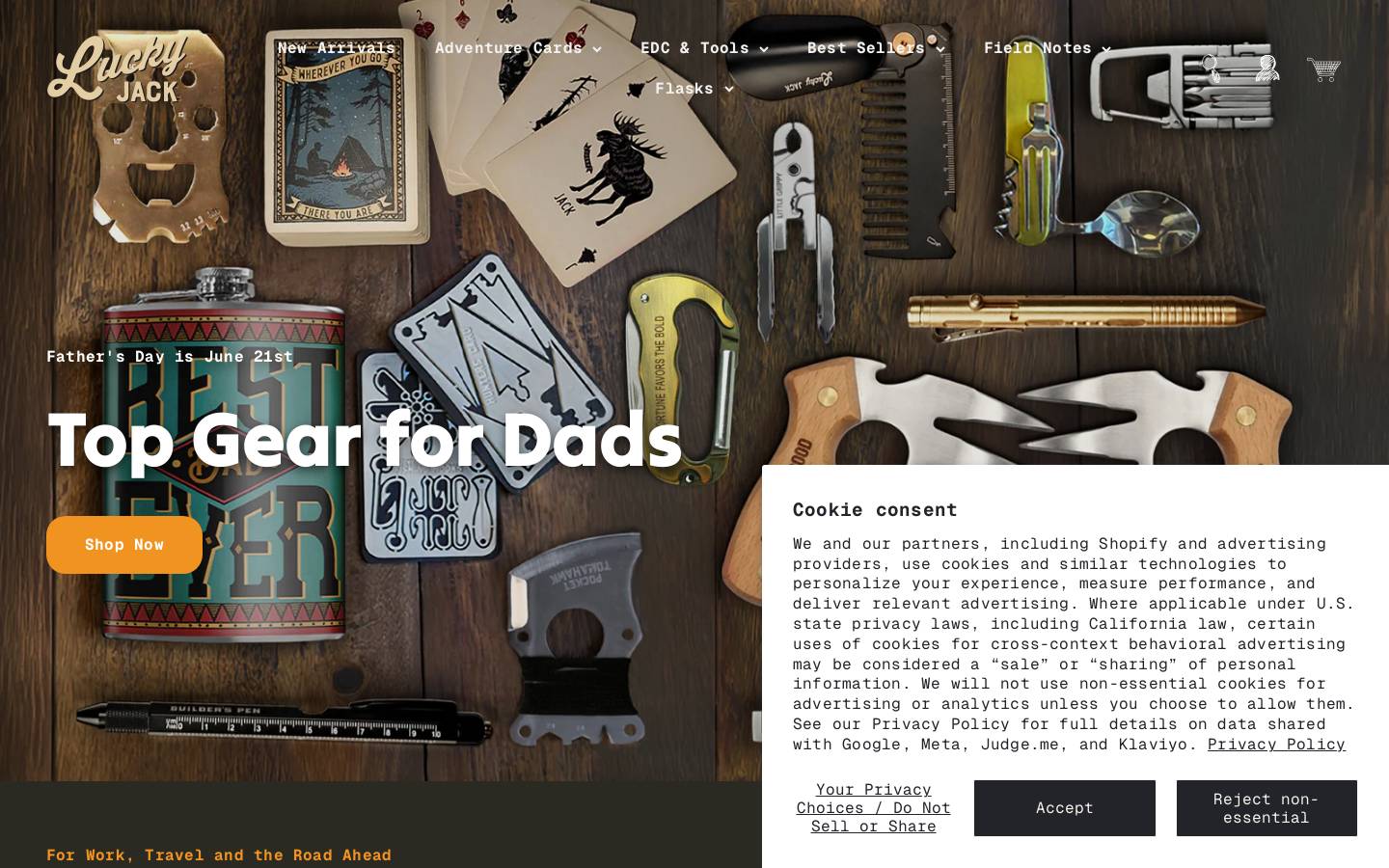 Luckyjackgear homepage screenshot