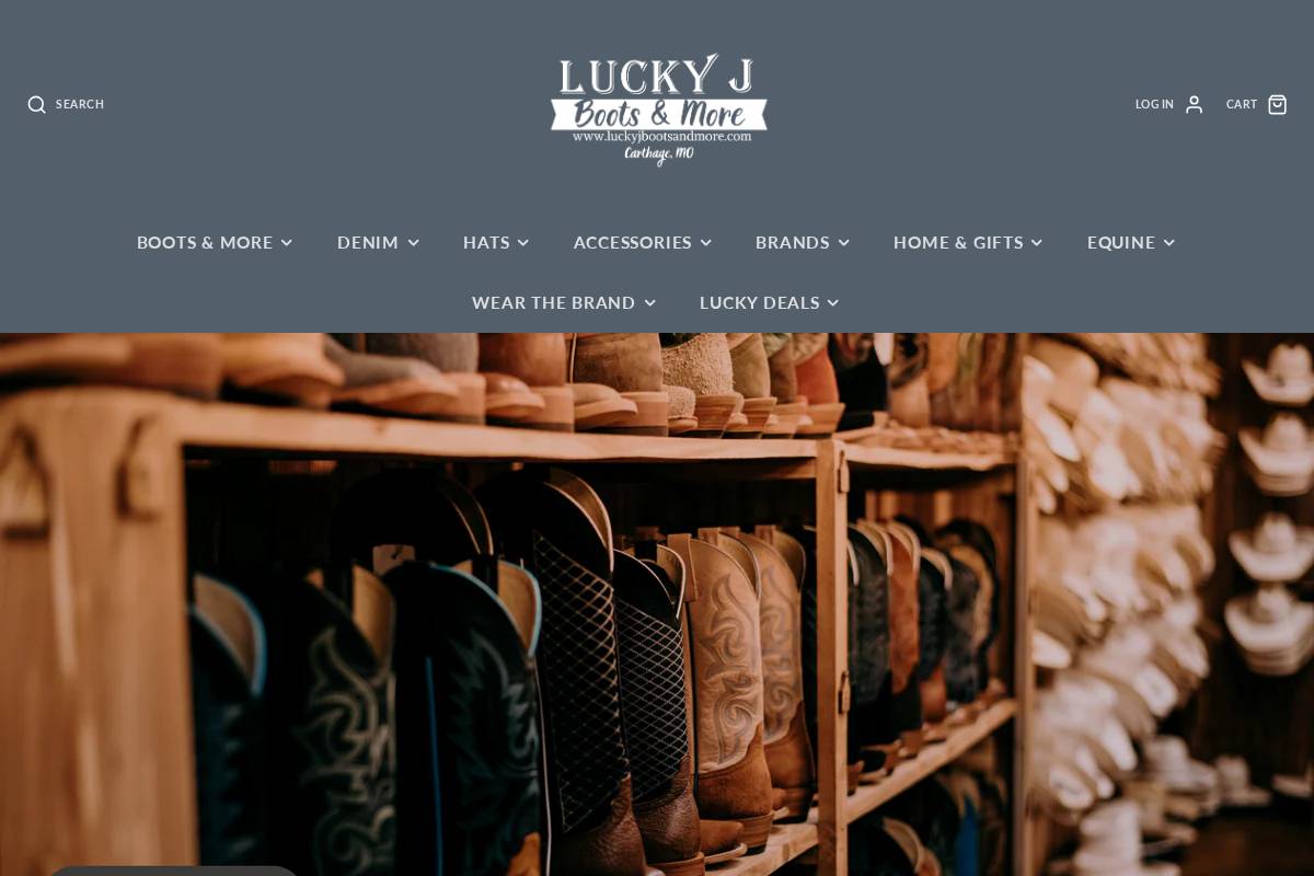 luckyjbootsandmore.com homepage screenshot