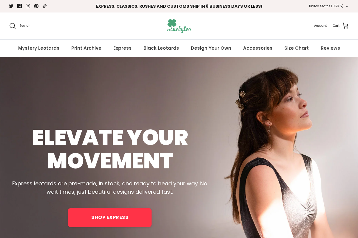 luckyleodancewear.com homepage screenshot