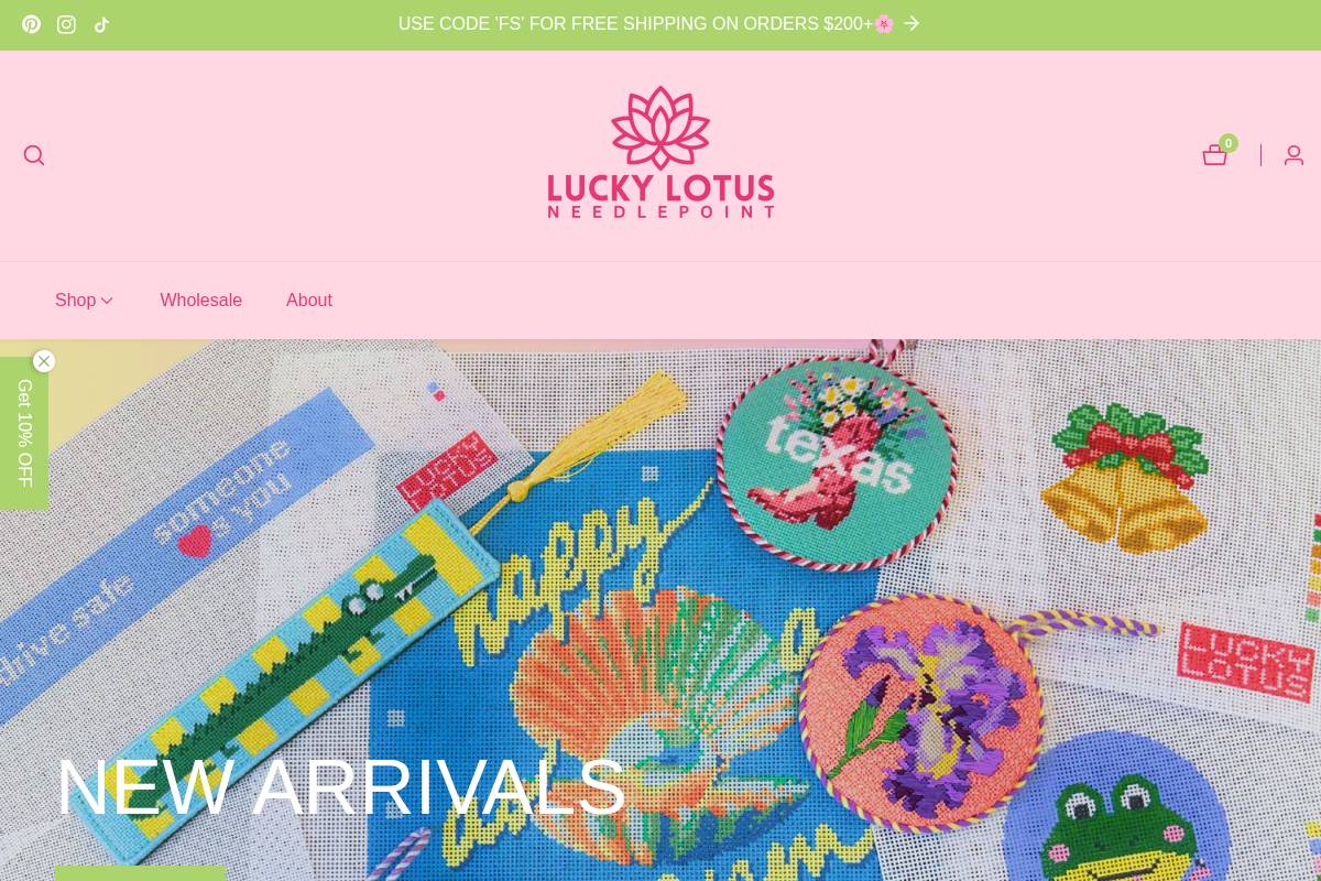 Lucky Lotus Needlepoint homepage screenshot