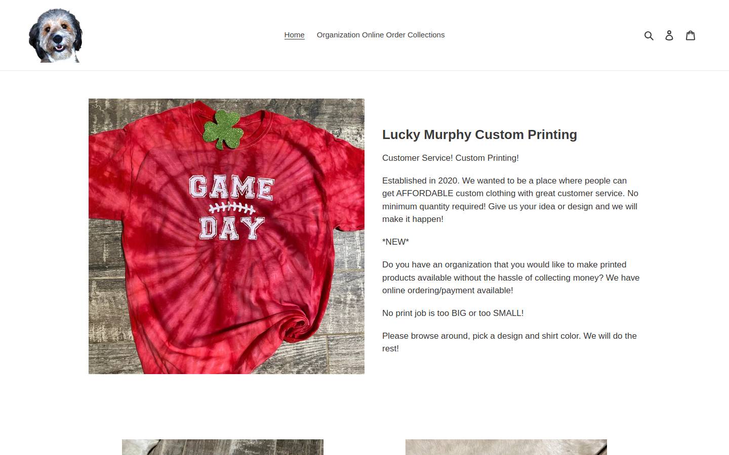 luckymurphyprinting.com homepage screenshot