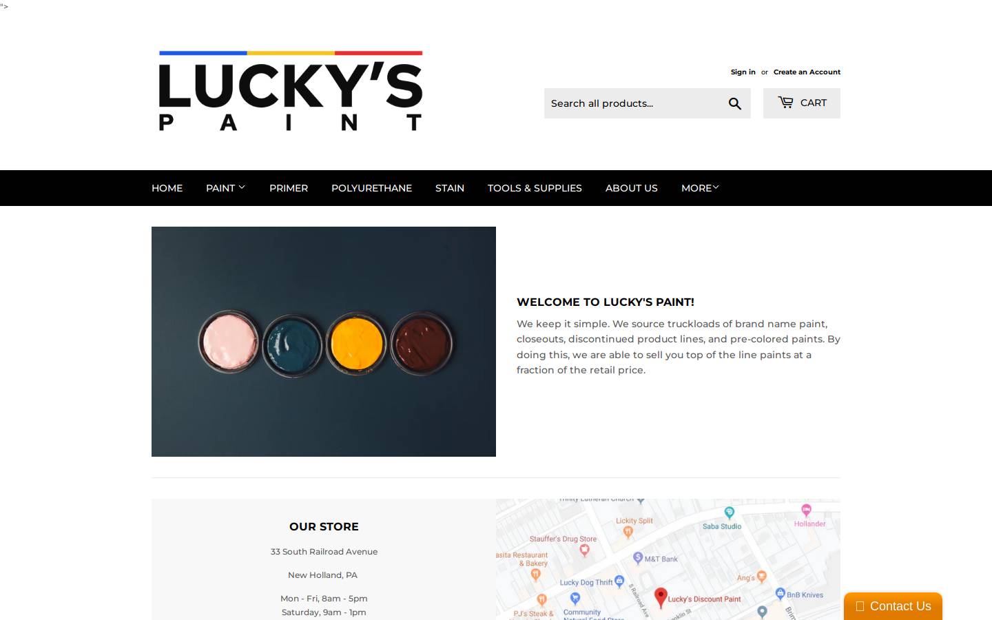 luckysdiscountpaint.com homepage screenshot