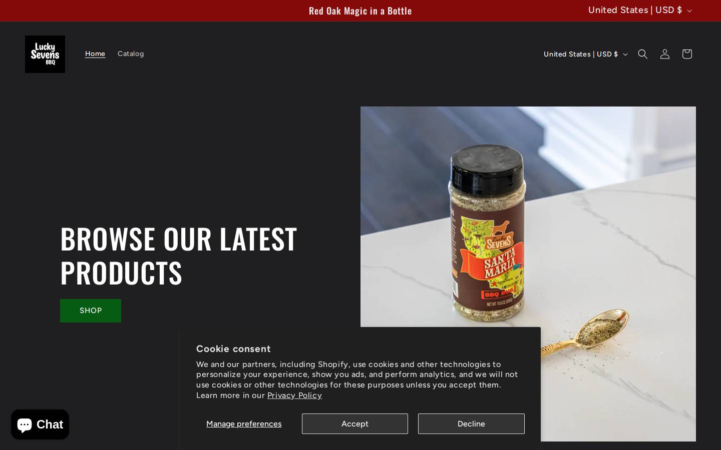luckysevensbbq.com homepage screenshot