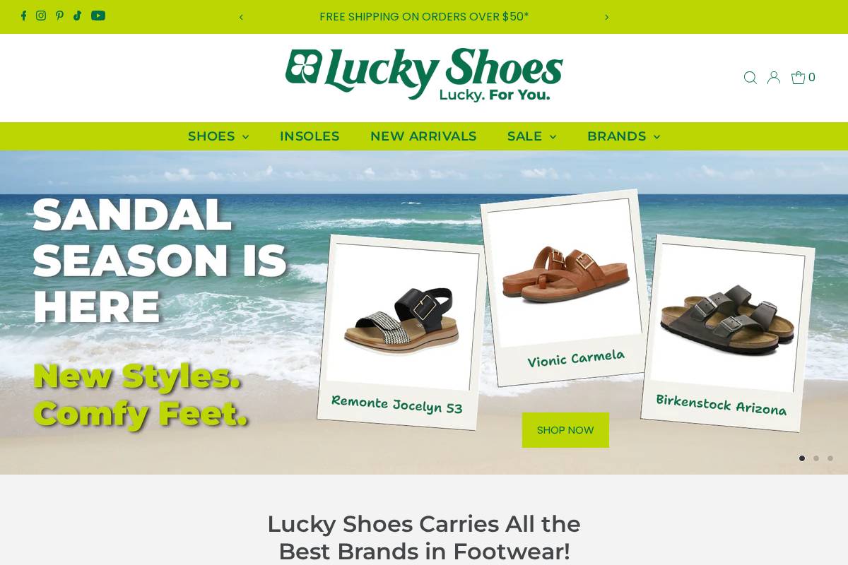 luckyshoes.com homepage screenshot