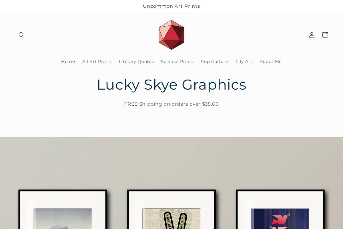 luckyskyegraphics.com homepage screenshot