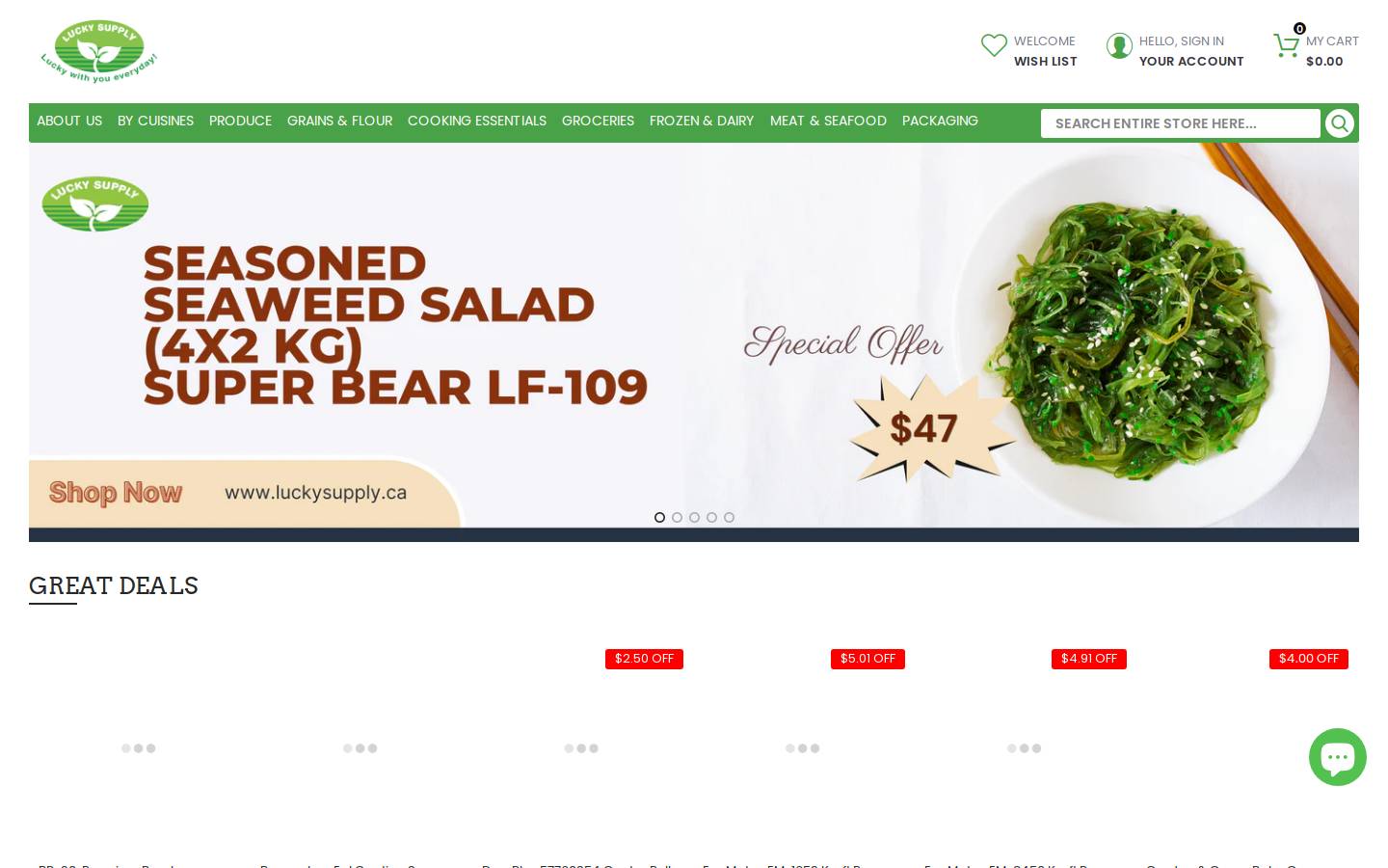 Lucky Supply homepage screenshot