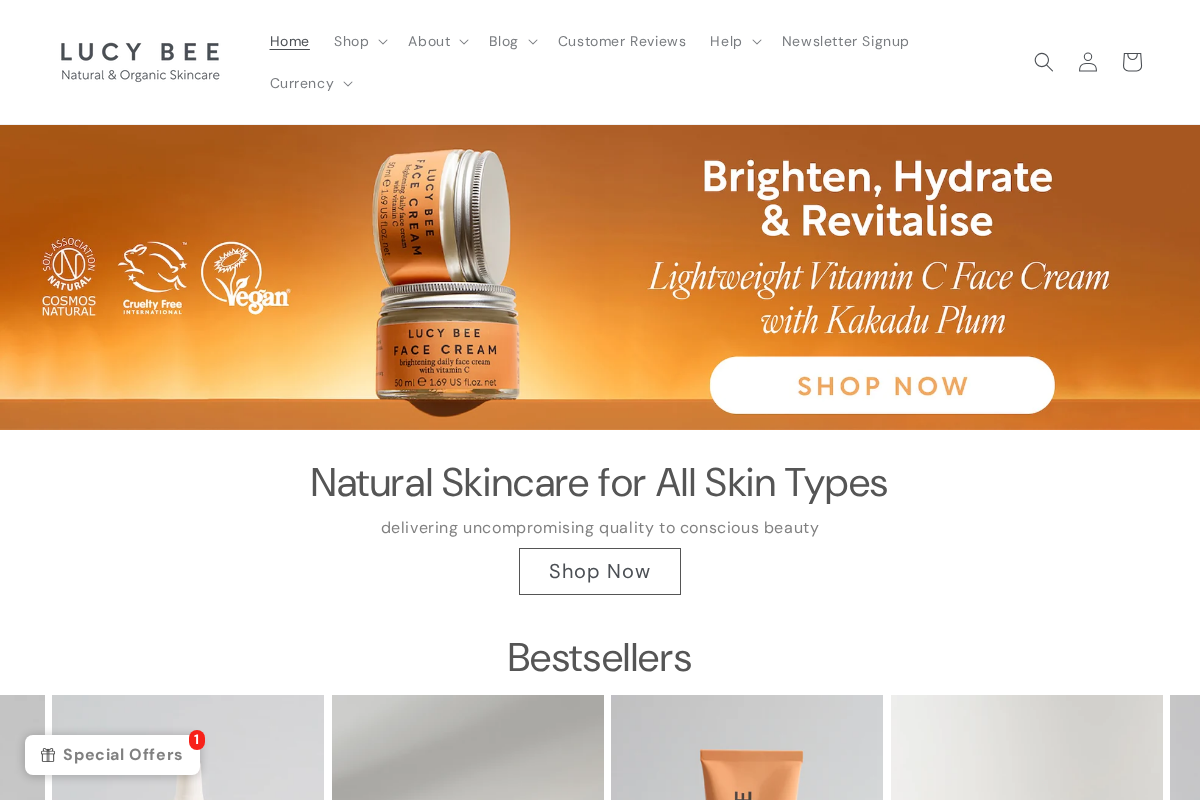 Lucy Bee homepage screenshot