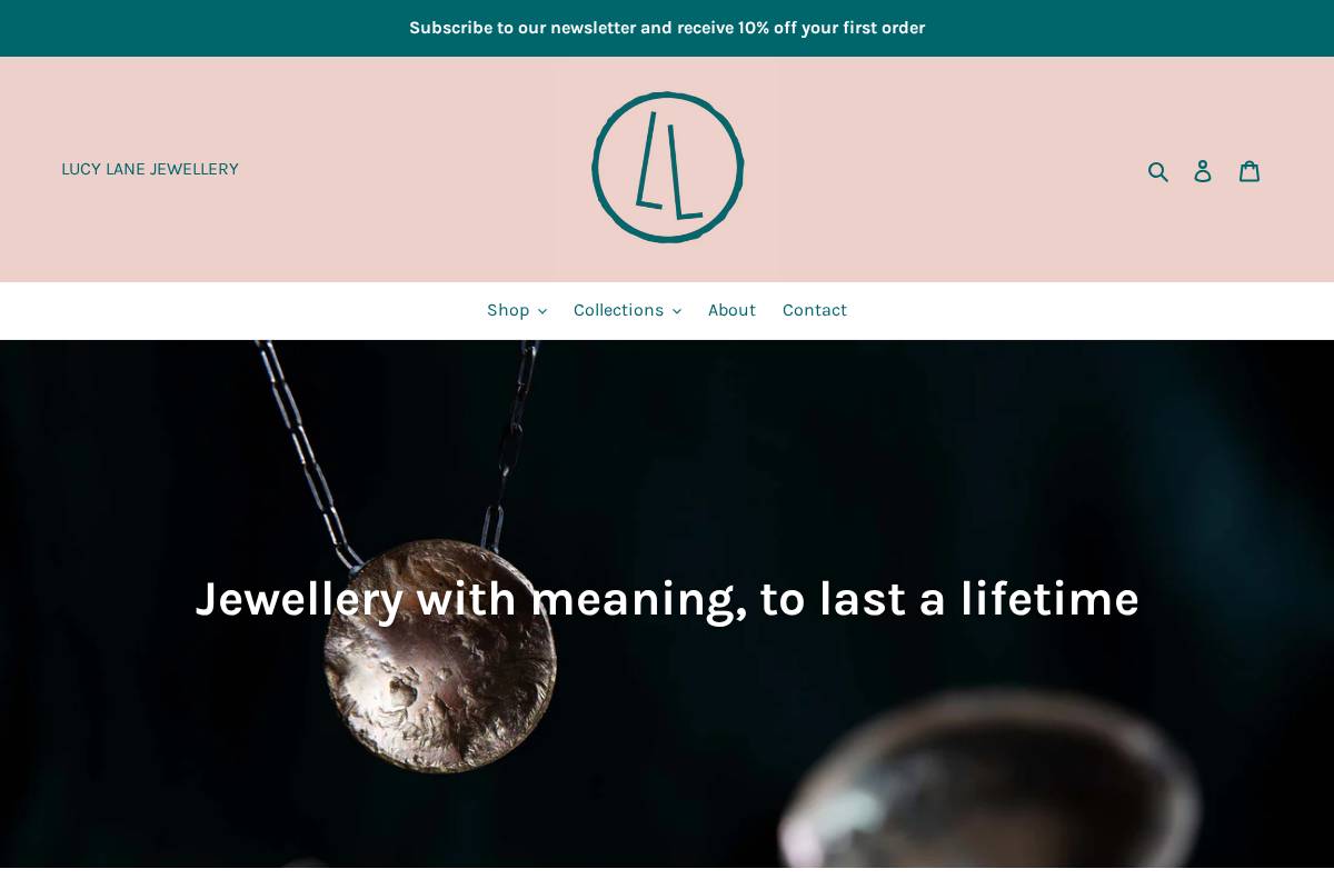 lucylanejewellery.com homepage screenshot