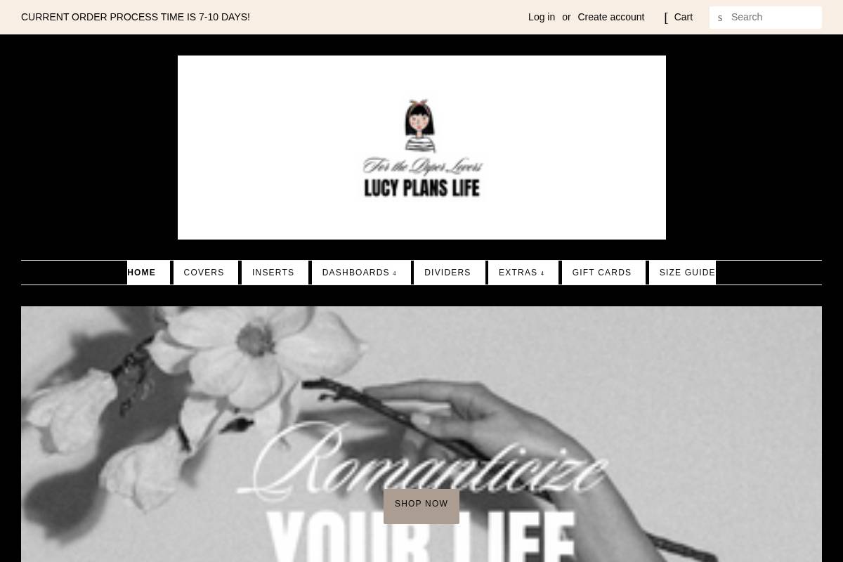 lucyplanslife.com homepage screenshot