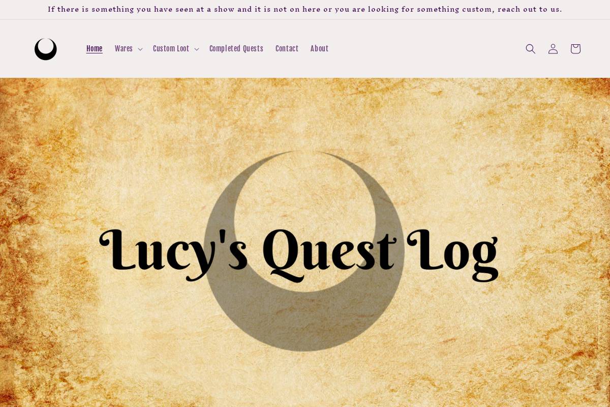 lucysquestlog.com homepage screenshot